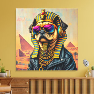 KING TUT PUG COOL 6 CANVAS PRINT