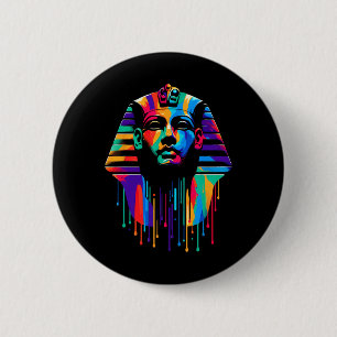 King Tut. Tutankhamun Minimalist Vibrant Style Chr 6 Cm Round Badge