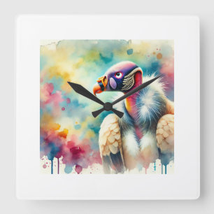 King Vulture 210724AREF141 - Watercolor Square Wall Clock