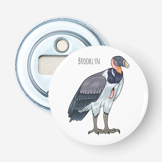 King vulture bird cartoon illustration  bottle opener (Front)