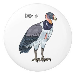 King vulture bird cartoon illustration ceramic knob