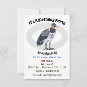King vulture bird cartoon illustration invitation
