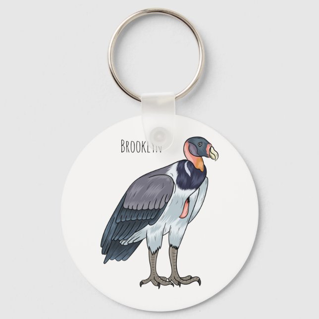 King vulture bird cartoon illustration  key ring (Front)