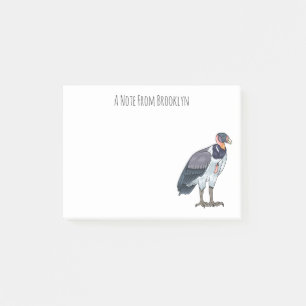 King vulture bird cartoon illustration  post-it notes