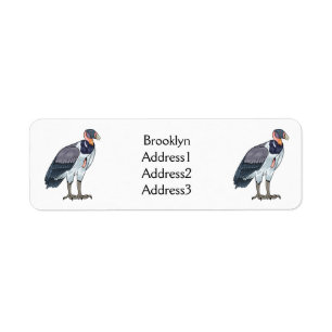 King vulture bird cartoon illustration return address label