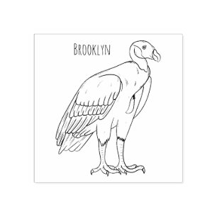 King vulture bird cartoon illustration rubber stamp