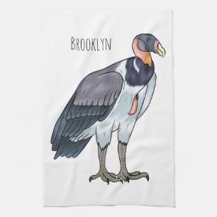 King vulture bird cartoon illustration  tea towel