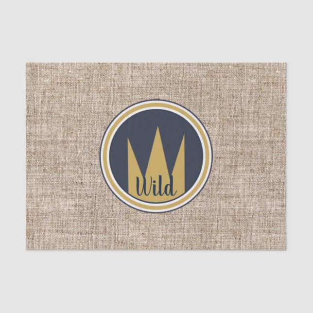 King Wild Thing Gold Crown Burlap Birthday Party Tissue Paper (Front)
