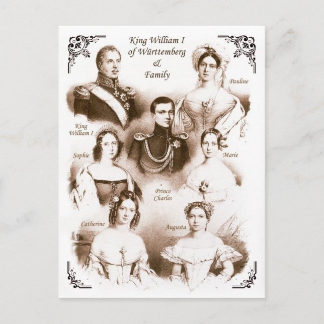King William I of Württemberg & Family Postcard (Front)
