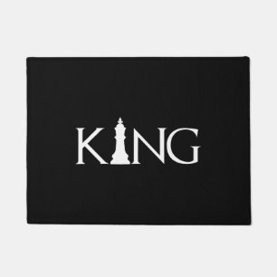 king with chess king piece doormat