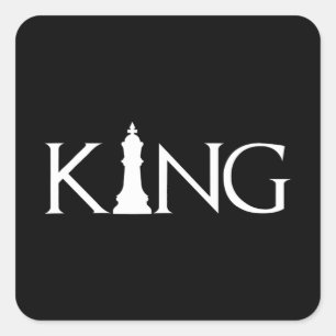 king with chess king piece square sticker