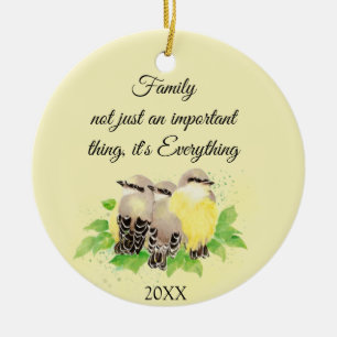 Kingbird Bird Inspirational Family Quote Art Ceramic Ornament