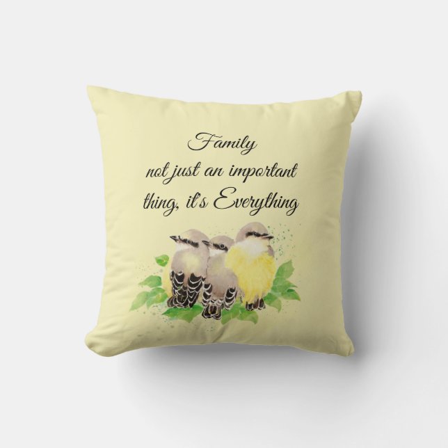 Kingbird Bird Inspirational Family Quote Art Cushion (Front)