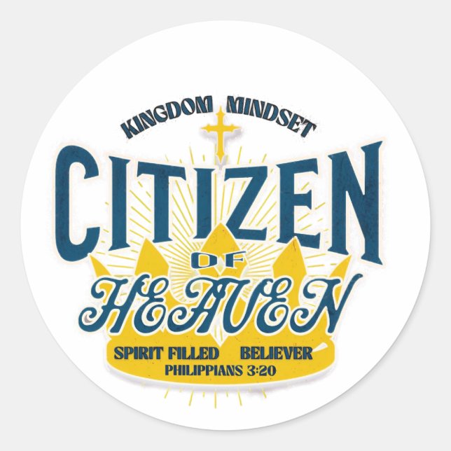 Kingdom mindset  classic round sticker (Front)