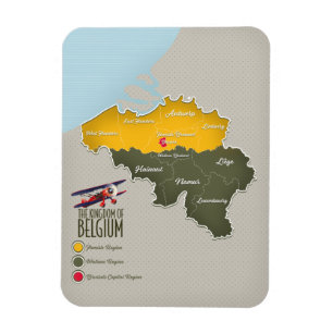 Kingdom of Belgium beautiful map Magnet
