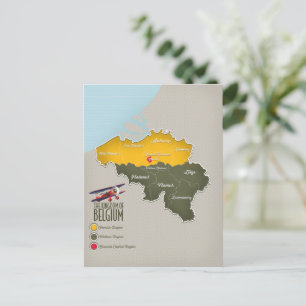 Kingdom of Belgium beautiful map Postcard