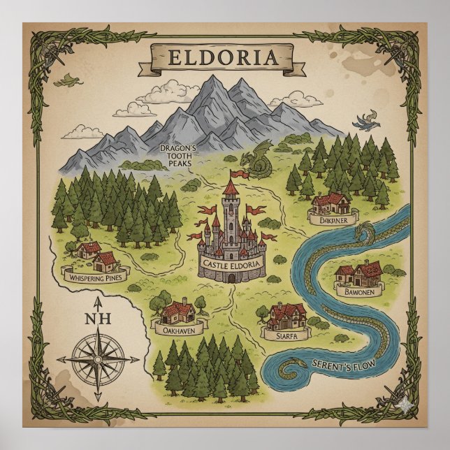 Kingdom of Eldoria Map Poster (Front)