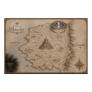 Kingdom of Panacher Fantasy Map Art Poster