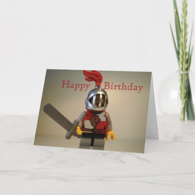 Kingdoms Lion Knight Minifig Happy Birthday Card (Front)