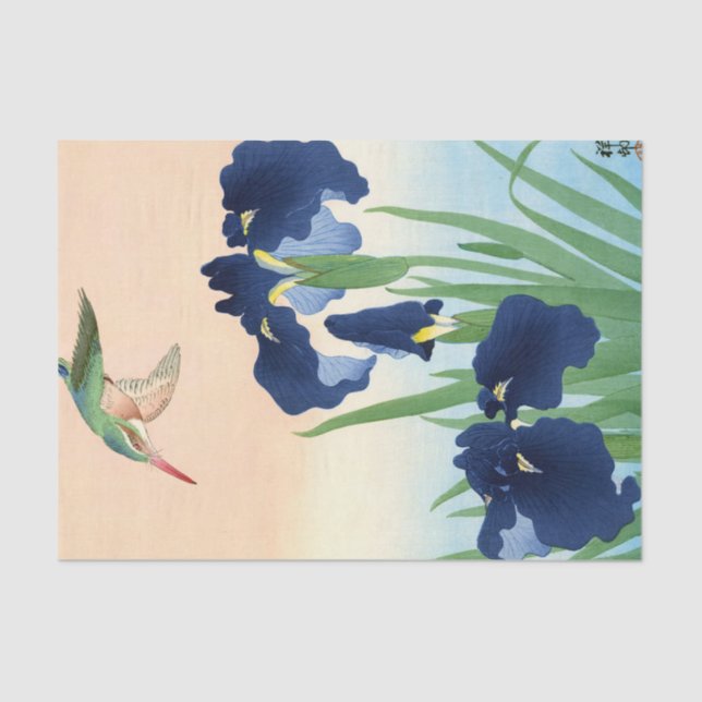 Kingfisher above Irises, 1926 by Ohara Koson Tissue Paper (Front)