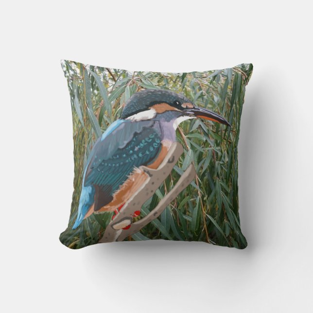 Kingfisher and Willow Left side Cushion (Front)
