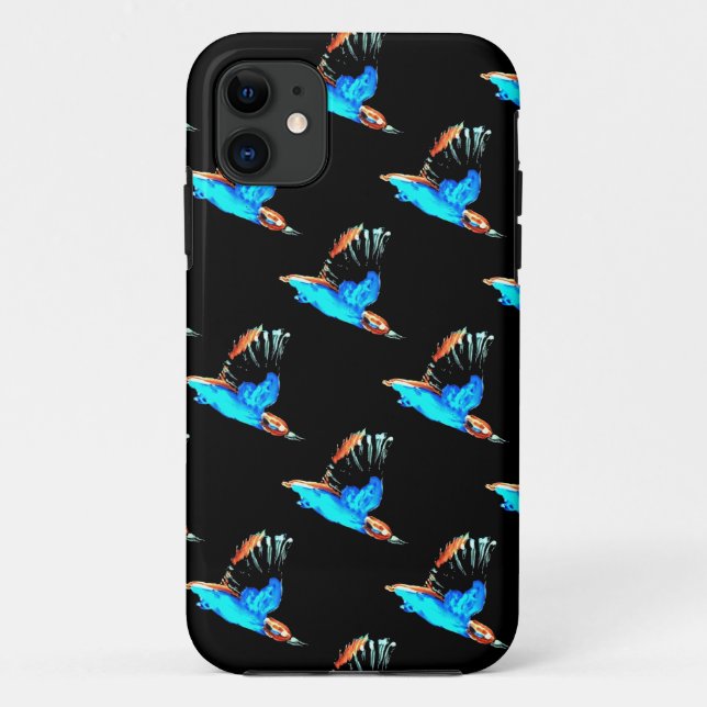 Kingfisher Art Blue Bird Pattern Case-Mate iPhone Case (Back)