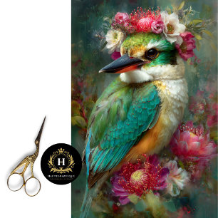Kingfisher & Australian Protea Blooms Decoupage Tissue Paper