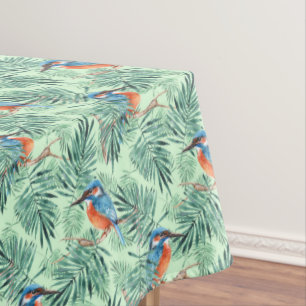 Kingfisher. Bird and leaves Tablecloth