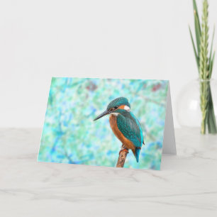 Kingfisher Bird Blue Abstract Card