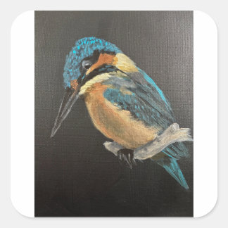 Kingfisher Bird Fine Art Mug  Square Sticker