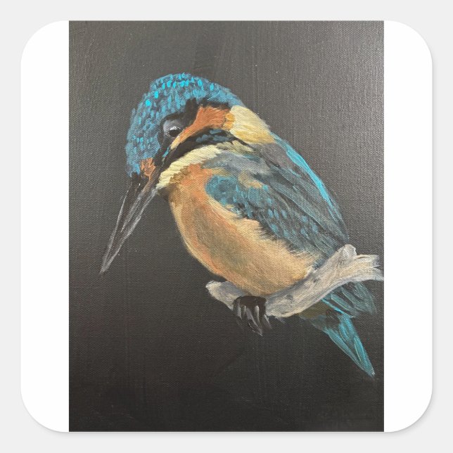 Kingfisher Bird Fine Art Mug  Square Sticker (Front)