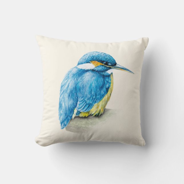 Kingfisher bird fine art throw pillow (Front)