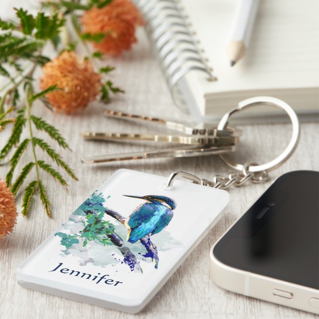 Kingfisher Bird Graphic Art Wildlife Animal Art Key Ring (Front Right)