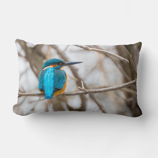 Kingfisher bird indoor or outdoor pillow (Front)