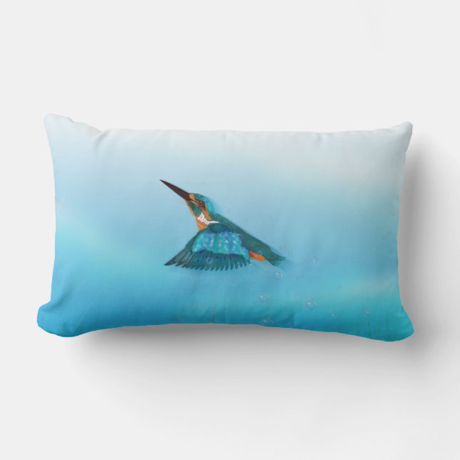 kingfisher Bird Lumbar Cushion (Front)