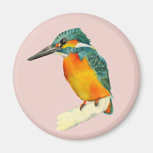 Kingfisher Bird Watercolor Painting Magnet