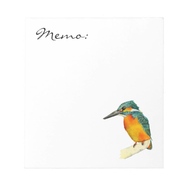 Kingfisher Bird Watercolor Painting Notepad (Front)