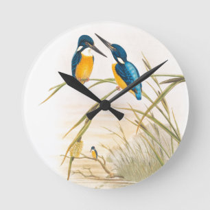Kingfisher Birds Wildlife Animals Pond Round Clock