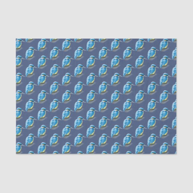 Kingfisher blue custom background colour tissue paper (Front)