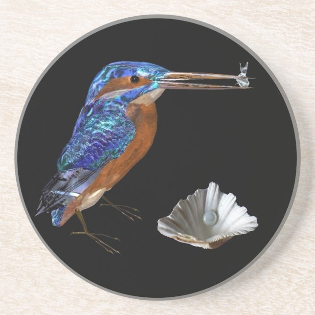 KINGFISHER  ,Blue Sapphire, Black Coaster (Front)