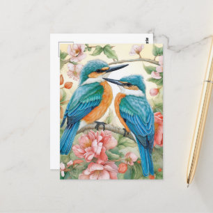 Kingfisher bluebirds postcard