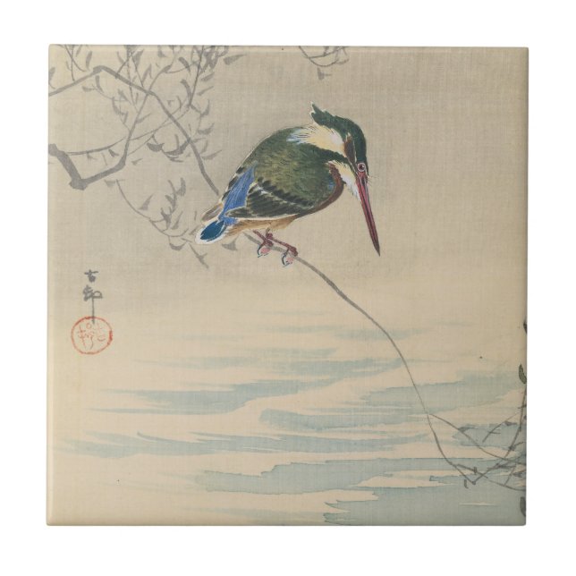 Kingfisher by Ohara Koson Ceramic Tile (Front)