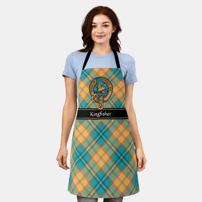 Kingfisher Crest over Tartan Apron (Worn)