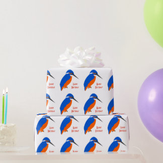 Kingfisher Design Birthday Gift Wrapping Paper