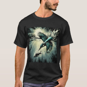 Kingfisher Diving For Fish, Ai Generated Art T-Shirt
