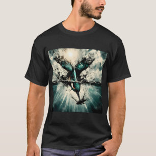 Kingfisher Diving For Fish, Ai Generated Art T-Shirt