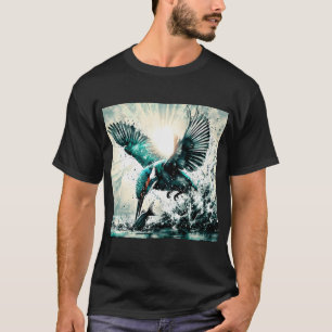 Kingfisher Diving For Fish, Ai Generated Art T-Shirt