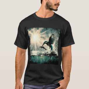 Kingfisher Diving For Fish, Ai Generated Art T-Shirt