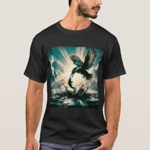 Kingfisher Diving For Fish, Ai Generated Art T-Shirt