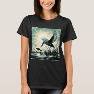 Kingfisher Diving For Fish, Ai Generated Art T-Shirt